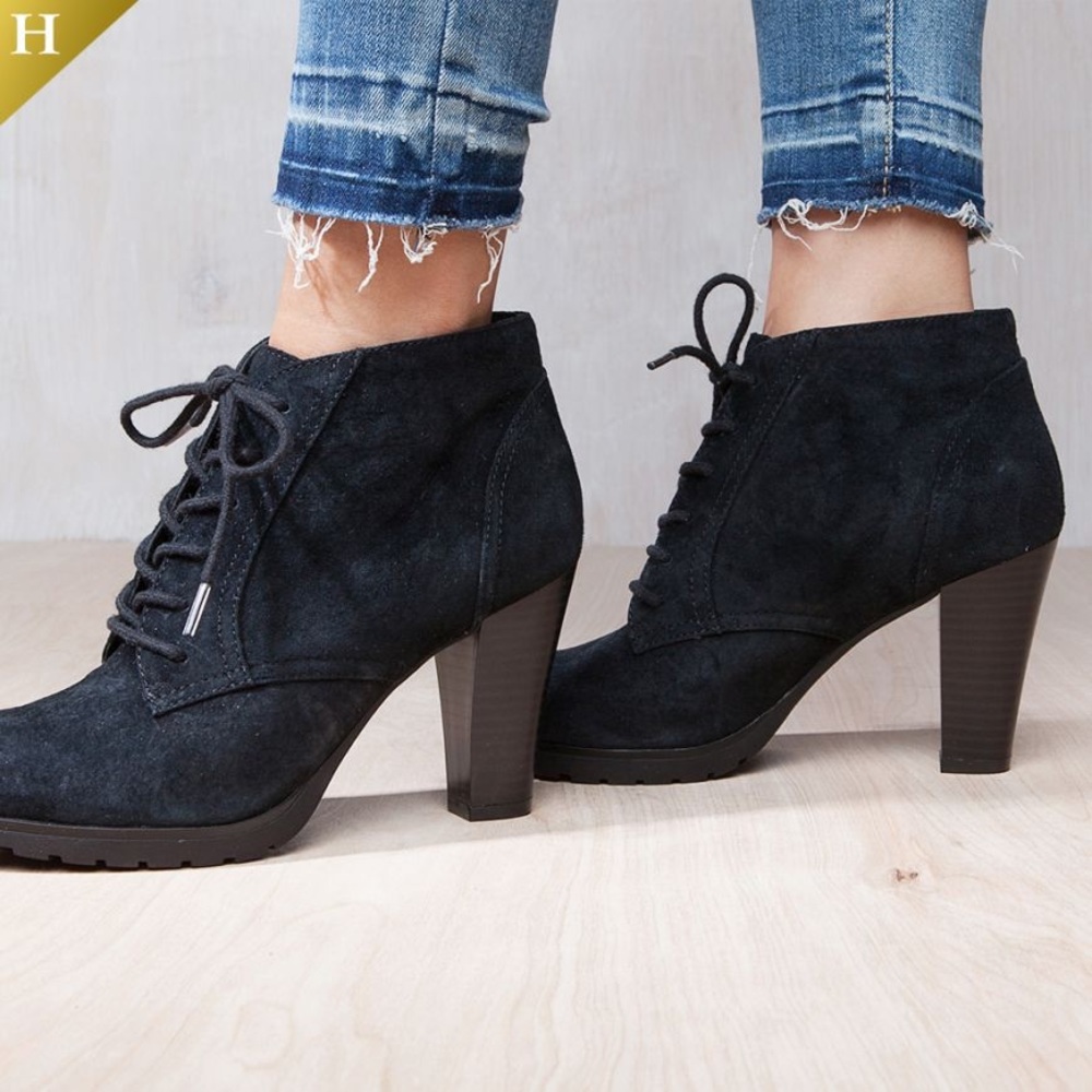 Black Suede Lace Up Bootie
